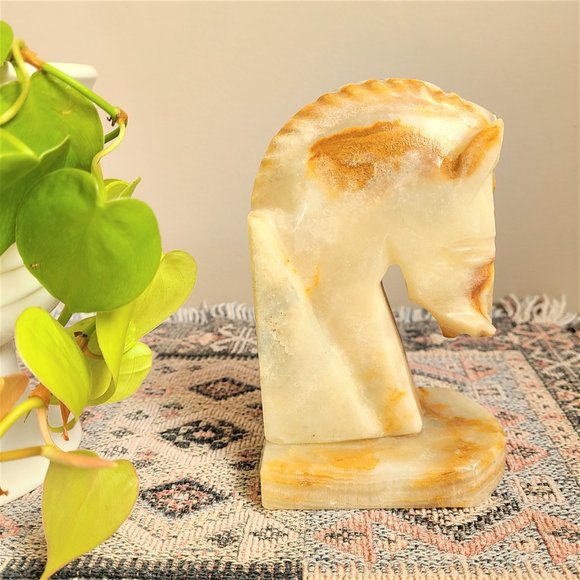 Vintage Onyx Marble Horse Bookend. - Picture 2 of 3